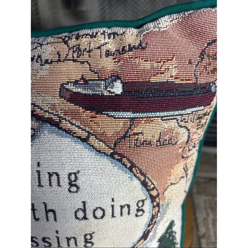 Vintage Riverdale‎ K. Grahame Quote Nautical Boats Tapestry Throw Pillow USA 15
